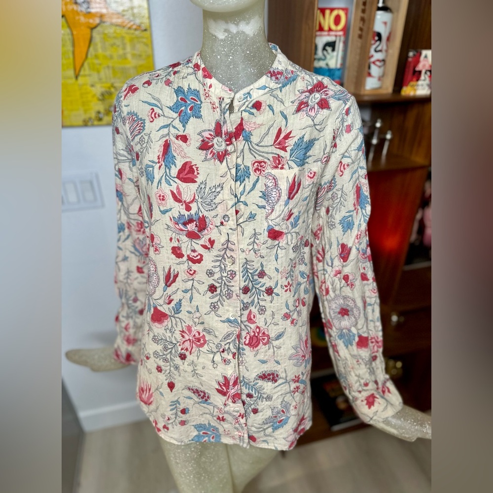 Laurence Bras Women’s Floral Button Down Long Sleeve Top. Size Taille 2 EU/8 US